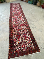 2'10 x 13'9 Floral Vintage Runner #2295 / skinny vintage runner - Blue Parakeet Rugs