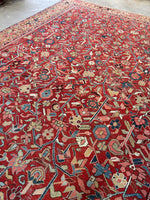 9x12 Antique Persian Heriz Rug #2809 - Blue Parakeet Rugs