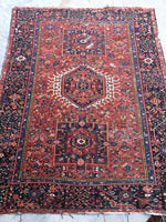 4'8 x 6'1 Antique Persian Heriz / Small Vintage Rug / 5x6 vintage rug (#1127) - Blue Parakeet Rugs