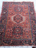 4'8 x 6'1 Antique Persian Heriz / Small Vintage Rug / 5x6 vintage rug (#1127) - Blue Parakeet Rugs