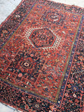 4'8 x 6'1 Antique Persian Heriz / Small Vintage Rug / 5x6 vintage rug (#1127) - Blue Parakeet Rugs