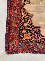 2'7 x 3'6 Antique rug with map of Iran #2298 - Blue Parakeet Rugs