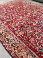 9x12 Antique Persian Heriz Rug #2809 - Blue Parakeet Rugs