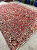 9x12 Antique Persian Heriz Rug #2809 - Blue Parakeet Rugs