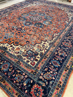 10'8 x 14' Antique Tabriz rug #2134 / Large Vintage Rug - Blue Parakeet Rugs