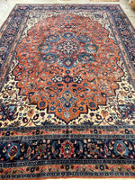 10'8 x 14' Antique Tabriz rug #2134 / Large Vintage Rug - Blue Parakeet Rugs