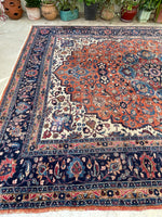 10'8 x 14' Antique Tabriz rug #2134 / Large Vintage Rug - Blue Parakeet Rugs