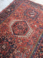 4'8 x 6'1 Antique Persian Heriz / Small Vintage Rug / 5x6 vintage rug (#1127) - Blue Parakeet Rugs