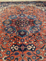 10'8 x 14' Antique Tabriz rug #2134 / Large Vintage Rug - Blue Parakeet Rugs