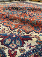 10'8 x 14' Antique Tabriz rug #2134 / Large Vintage Rug - Blue Parakeet Rugs