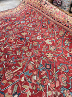 9x12 Antique Persian Heriz Rug #2809 - Blue Parakeet Rugs