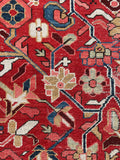 9x12 Antique Persian Heriz Rug #2809 - Blue Parakeet Rugs
