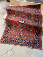 3'9 x 4'7 Antique Persian Heriz Rug #2810