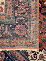 10'8 x 14' Antique Tabriz rug #2134 / Large Vintage Rug - Blue Parakeet Rugs