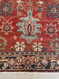 9'4 x 12'4 Antique Heriz Serapi rug #2135 / 9x12 Vintage Rug - Blue Parakeet Rugs
