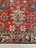 9'4 x 12'4 Antique Heriz Serapi rug #2135 / 9x12 Vintage Rug - Blue Parakeet Rugs