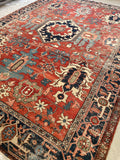 9'4 x 12'4 Antique Heriz Serapi rug #2135 / 9x12 Vintage Rug - Blue Parakeet Rugs