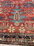 9'4 x 12'4 Antique Heriz Serapi rug #2135 / 9x12 Vintage Rug - Blue Parakeet Rugs