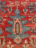 9'4 x 12'4 Antique Heriz Serapi rug #2135 / 9x12 Vintage Rug - Blue Parakeet Rugs