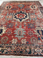 9'4 x 12'4 Antique Heriz Serapi rug #2135 / 9x12 Vintage Rug - Blue Parakeet Rugs