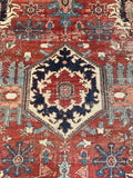 9'4 x 12'4 Antique Heriz Serapi rug #2135 / 9x12 Vintage Rug - Blue Parakeet Rugs