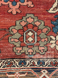 9'4 x 12'4 Antique Heriz Serapi rug #2135 / 9x12 Vintage Rug - Blue Parakeet Rugs