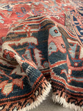 9'4 x 12'4 Antique Heriz Serapi rug #2135 / 9x12 Vintage Rug - Blue Parakeet Rugs