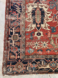 9'4 x 12'4 Antique Heriz Serapi rug #2135 / 9x12 Vintage Rug - Blue Parakeet Rugs