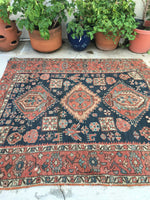 5' x 5'6 antique Persian Heriz Jr. (#244) - Blue Parakeet Rugs