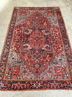 7'3 x 10'5 Antique Heriz with French Blue #2136 / 7x11 Vintage Rug - Blue Parakeet Rugs