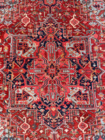 7'3 x 10'5 Antique Heriz with French Blue #2136 / 7x11 Vintage Rug - Blue Parakeet Rugs