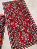 2'1 x 4'1 Vintage red Sarouk rug #2137 / 2x4 Vintage Rug - Blue Parakeet Rugs