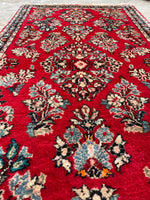 2'1 x 4'1 Vintage red Sarouk rug #2137 / 2x4 Vintage Rug - Blue Parakeet Rugs