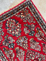 2'1 x 4'1 Vintage red Sarouk rug #2137 / 2x4 Vintage Rug - Blue Parakeet Rugs