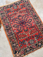 2'1 x 3'0 Antique Scatter rug #2138 / 2x3 Vintage Rug - Blue Parakeet Rugs