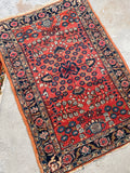2'1 x 3'0 Antique Scatter rug #2138 / 2x3 Vintage Rug - Blue Parakeet Rugs