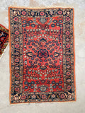 2'1 x 3'0 Antique Scatter rug #2138 / 2x3 Vintage Rug - Blue Parakeet Rugs