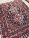 5' x 6'5 Antique Tribal Shiraz rug #2139 / 5x7 Vintage Rug - Blue Parakeet Rugs