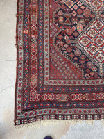 5' x 6'5 Antique Tribal Shiraz rug #2139 / 5x7 Vintage Rug - Blue Parakeet Rugs