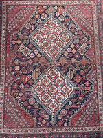 5' x 6'5 Antique Tribal Shiraz rug #2139 / 5x7 Vintage Rug - Blue Parakeet Rugs