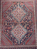 5' x 6'5 Antique Tribal Shiraz rug #2139 / 5x7 Vintage Rug - Blue Parakeet Rugs