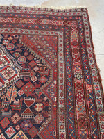 5' x 6'5 Antique Tribal Shiraz rug #2139 / 5x7 Vintage Rug - Blue Parakeet Rugs