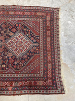 5' x 6'5 Antique Tribal Shiraz rug #2139 / 5x7 Vintage Rug - Blue Parakeet Rugs