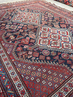 5' x 6'5 Antique Tribal Shiraz rug #2139 / 5x7 Vintage Rug - Blue Parakeet Rugs