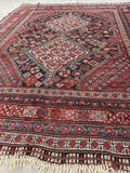 5' x 6'5 Antique Tribal Shiraz rug #2139 / 5x7 Vintage Rug - Blue Parakeet Rugs