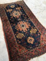 3'3 x 6'4 antique Kurdish rug / small 4x6 rug - Blue Parakeet Rugs