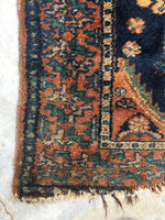 3'3 x 6'4 antique Kurdish rug / small 4x6 rug - Blue Parakeet Rugs