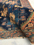 3'3 x 6'4 antique Kurdish rug / small 4x6 rug - Blue Parakeet Rugs