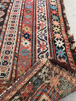 3'4 x 6'2 Worn Kurdish rug #2143 / 3x6 Vintage Rug - Blue Parakeet Rugs