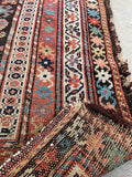 3'4 x 6'2 Worn Kurdish rug #2143 / 3x6 Vintage Rug - Blue Parakeet Rugs